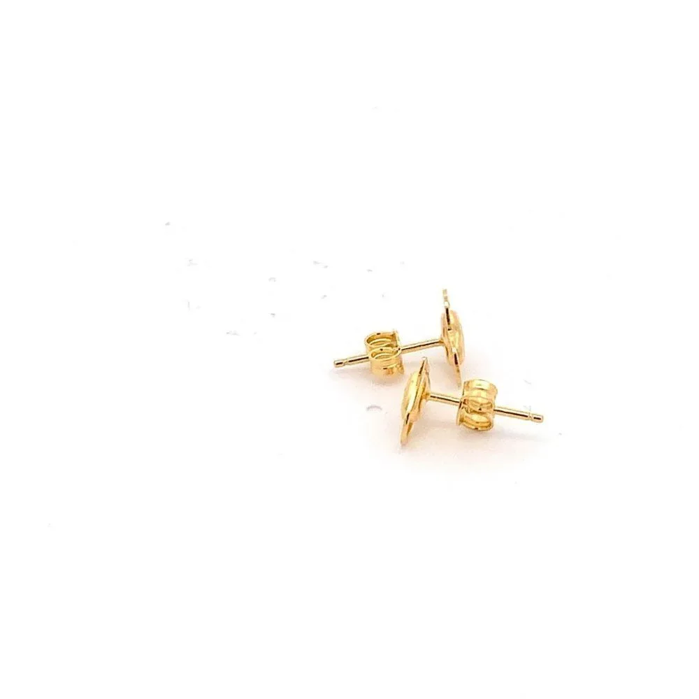 18K Yellow Gold Earrings Heart Stud 1.13grams - Picture 7 of 12
